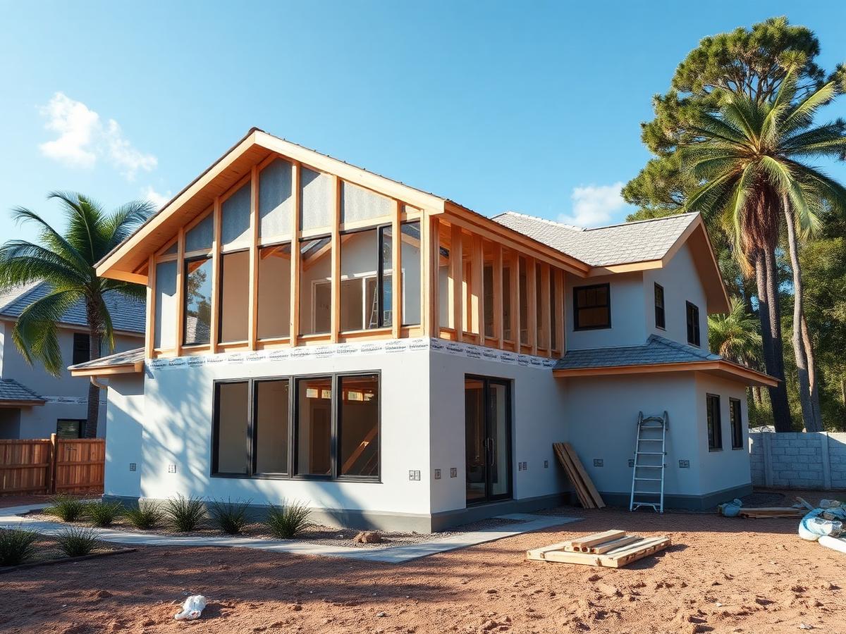 Home addition under construction on a Florida house