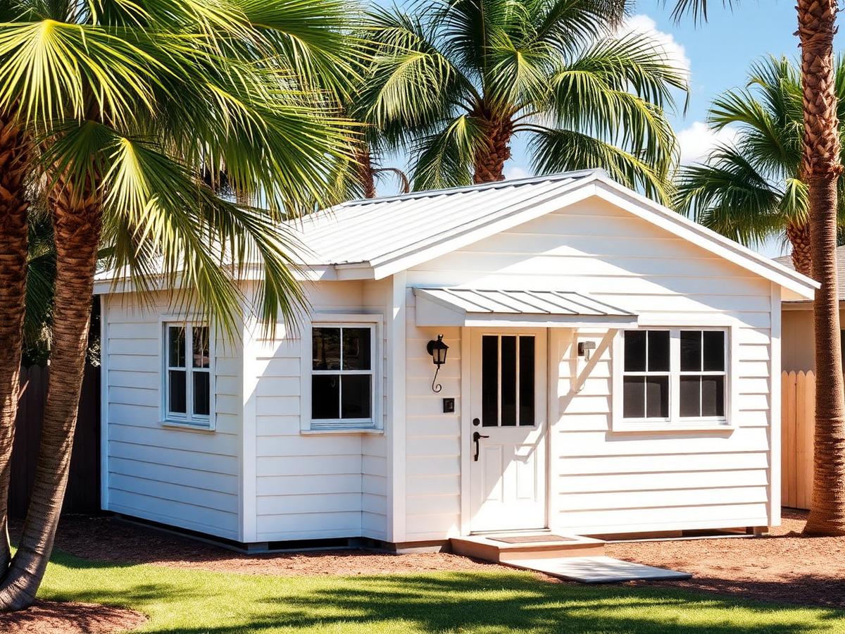 Detached guest house in a Florida backyard